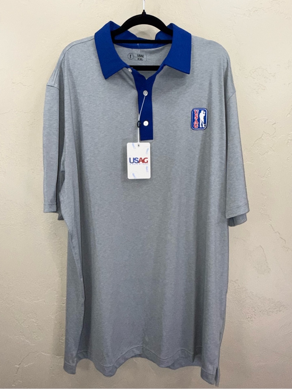 USAG U Suck At Golf Humorous Mens grey blue polo NWT Drinking Golf corp Size XXL